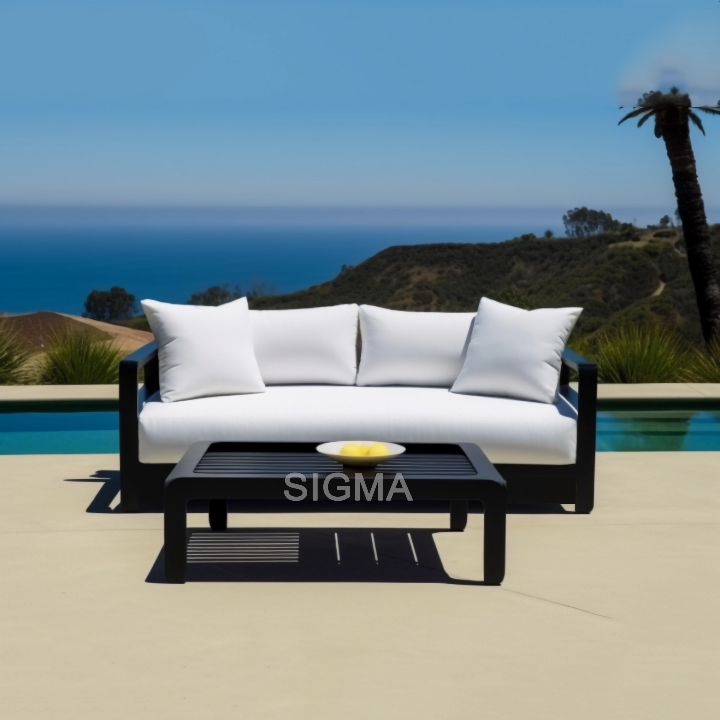 Customized aluminum garden double seats sofa outdoor patio metal aluminum lounge chaise sofa 2 seats