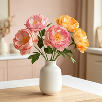 Buket Bunga Ranunculus Kertas Crepe Artisan M1018 Buatan Tangan Warna Pink Oranye untuk Dekorasi Meja Rumah, Pernikahan, Acara, dan Pesta