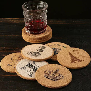 Petit chien <span class=keywords><strong>chat</strong></span> hibou visage d'animal sous-verres en liège imprimés UV 100*100*4mm - Product Image 2