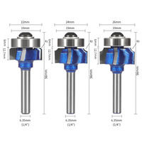 Fresa de Enrutador Profesional de Aleación de Tungsteno y Cobalto de 4 Cuchillas y 8 mm de Diámetro, Recortadora de Bordes Redondeados OEM para Tallado de Madera