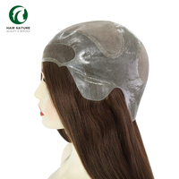 Peluca de Cabello Remy Chino MW46 de 16 Pulgadas y 130% de Densidad, con Frente de Encaje Francés, Línea de Cabello Natural, Sistema de Reemplazo Capilar para Mujeres