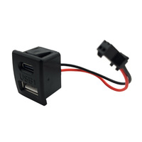 Double prise USB Type-C femelle ronde en laiton avec interrupteur intégré et câble de connexion pour alimentation électrique
