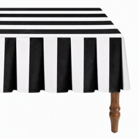Nappe de table carrée noire rayée à volants en polyester 55*55 pouces pour fête de jeu de Mahjong, vente en gros, provenance Chine