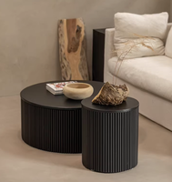 Table basse ronde en bois massif de style italien, table centrale noire, table d'appoint nordique, table à thé minimaliste