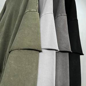 Sudadera con capucha lavada con ácido Vintage Terry bordada personalizada para hombre con <span class=keywords><strong>dobladillo</strong></span> en blanco empalmado <span class=keywords><strong>falso</strong></span> de dos piezas con capucha sólida - Product Image 3