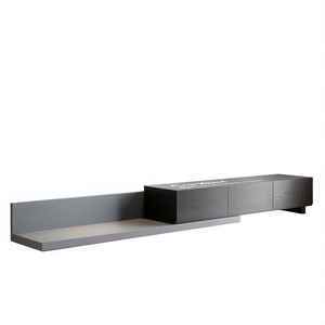 Crator Wood Modern Extensible TV Stand Consola multimedia negra y gris con 3 cajones - Product Image 1