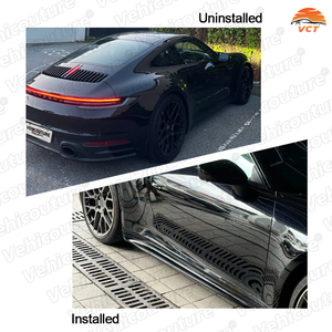 สเกิร์ตข้างคาร์บอนไฟเบอร์ทรง VCT 992 GT3 สำหรับ <span class=keywords><strong>911</strong></span> <span class=keywords><strong>Carrera</strong></span> <span class=keywords><strong>2020</strong></span>+ สีดำ แบบติดตั้งด้วยกาวและสกรู ใช้ได้กับรถทั่วไป สำหรับการดัดแปลง/อัพเกรด - Product Image 2