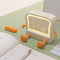Jam elektronik desktop pintar, lampu malam anak warna-warni, lampu latihan tidur, memanggang, menyenangkan, timer, lucu