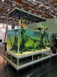 Tanque de peces de escritorio semicircular OEM, acuario acrílico personalizado con jardín de hierbas acuapónicas integrado, nano tanque moderno - Product Image 3