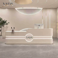 Meilleur vendeur, style moderne, comptoir de réception personnalisé pour salon de beauté, salon de manucure, salle de sport, en bois, design circulaire, petite table de réception