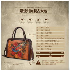 Andong Genuine Leather Retro <b>Handbag</b> for <b>Women</b> Girls Fashion <b>Large</b> Capacity Shoulder Sling Crossbody Bag Commute Top Handle Bags - Product Image 3