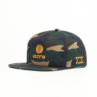 Hete Aanbieding Modieuze Ongevormde Pet met Aangepaste Borduurlogo Camo Platte Klep 5 Panel Snapback Cap