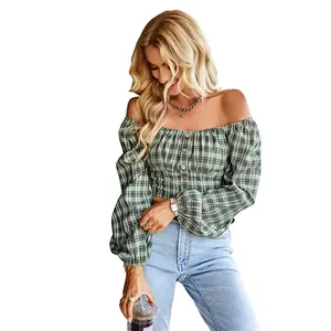 Clothing manufacturers customize trendy French women's casual plaid tops with high-quality fashionable shirt customization