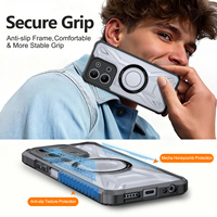 Coque de téléphone transparente en PC+TPU avec protection antichoc, anti-traces de doigts et chargement magnétique sans fil à 360° pour Redmi 15C 5G 15 14C 14 13 12