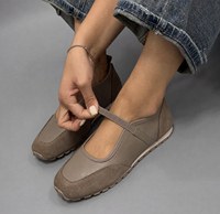 Chaussures plates légères à double bride de style minimaliste, semelle antidérapante à picots, doublure en peau de mouton pour un confort quotidien, décontractées pour femmes