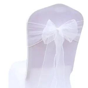 Hot Sale Romantic Organza Belt Wedding Banquet Decoration Chair Sashes Ribbons on Cotton or Spandex Covers