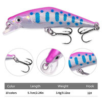 Leurre de pêche Mini Minnow coulant 57mm 3.4g pour la pêche au bar, matériel de pêche, longue portée, appât artificiel pour eau salée