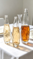 Bouteille en verre facettée vide de 350 ml, 500 ml, 750 ml pour whisky, vodka, brandy, spiritueux