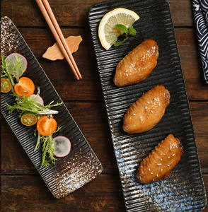 Plateau de service rectangulaire en porcelaine givrée noire, personnalisable, écologique, pour sushis japonais, vaisselle pour restaurant - Product Image 2