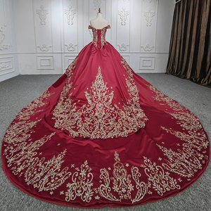 9924 Nuevo Diseño de Vestido de Noche Rojo con Mangas Cortas y Bordado Estilo Medio Oriente, Vestido de Gala - Product Image 3