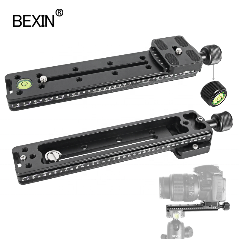 BEXIN 200mm QR Slide Rail Clamp PU Quick Release Plate Professional photographic Accessories Sports Camera Head for DSLR Camera