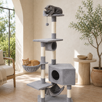 Arbre à chat tunnel haut populaire pour chatons, avec hamac et abri, par le fournisseur