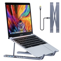 Station d'accueil pour ordinateur portable en alliage d'aluminium avec 9 ports USB C, support pour tablette rotatif et pliable, hub USB Gigabit Ethernet
