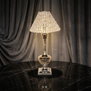 European Crystal Table Lamp Hollow Decoration Hotel Table Centerpiece LED Modern AC Powered Golden Finish - Product Image 2