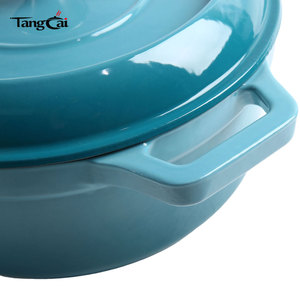<span class=keywords><strong>Cocotte</strong></span> <span class=keywords><strong>en</strong></span> <span class=keywords><strong>fonte</strong></span> émaillée personnalisée pour cuisine, avec double poignée, couvercle <span class=keywords><strong>en</strong></span> céramique, revêtement antiadhésif, compatible cuisinière - Product Image 5
