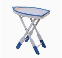 Table basse pliable au design nautique, en bois massif, avec pieds en forme d'aviron, table d'appoint, décoration d'intérieur, étagère de rangement