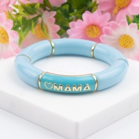 Nouveau Design acrylique en plastique émail coloré lettres MAMA Bracelets épais pour cadeaux