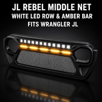 Calandre avant style Rebel avec insert en treillis métallique pour Jeep Wrangler JL 2018-2025, en plastique ABS, 7 fentes, vente directe usine