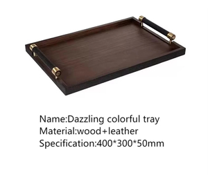 Organizador de Escritorio Ecológico para Hotel, Decoración Suave de Estilo Europeo, Bandeja de Cuero de Lujo con Asas - Product Image 5