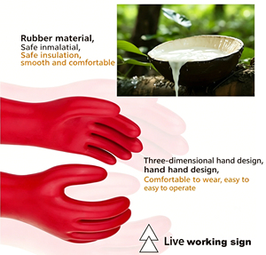 Gants de sécurité isolants en caoutchouc latex rouge et noir pour électriciens, protection 1000V <span class=keywords><strong>Classe</strong></span> <span class=keywords><strong>0</strong></span>, pour travaux sous tension (vente en gros) - Product Image 2