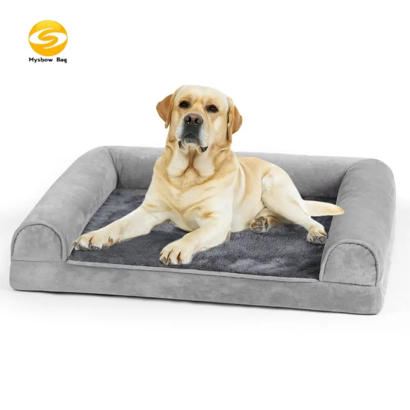 Pet Beds Orthopedic Sofa Mat Pillow Egg-Foam Crate Bed with Removable Waterproof Cover for Medium Large dogs