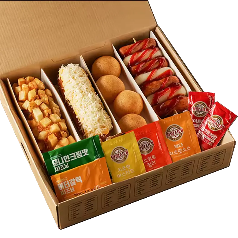 맞춤형 인쇄 식품 종이 옥수수 개 포장 한국 핫도그 상자 테이크 아웃