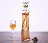 Bouteille de vin blanc 500 ml en verre cristal transparent avec décalcomanie créative, bouteille à bulles, bouchon à boucle, verre cristal Ginseng, boîte en bois