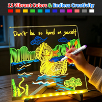 Tableau de dessin LED DW081, stylo marqueur, 12 couleurs par ensemble, pointe ronde, encre non toxique effaçable pour tableau LED