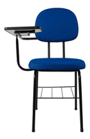 Chaise de conférence empilable bleue avec tablette d'écriture, porte-livre et siège rembourré, chaise légère pour salle de formation avec bureau