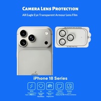 Protection d'objectif d'appareil photo pour iPhone 17 18 Pro Max en verre trempé anti-reflet AR, avec base métallique transparente et design Eagle Eye Armor
