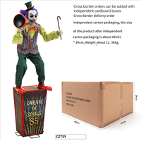 Marque CZTSY, accessoire de clown animé de grande taille pour Halloween, capteur de mouvement, son, batterie rechargeable, utilisation en intérieur, maison hantée