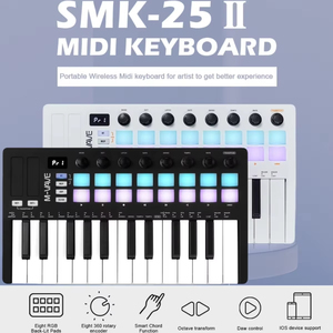 Clavier de contrôle <span class=keywords><strong>MIDI</strong></span> M-VAVE SMK-25 II, mini clavier <span class=keywords><strong>USB</strong></span> 25 touches, 16 pads de batterie RVB, 8 boutons et production musicale, logiciel inclus - Product Image 1
