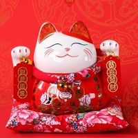 Chat porte-bonheur en céramique bras ondulant ornement Feng Shui mignon chat porte-bonheur Feng Shui artisanat adapté à la boutique Restaurant décor à la maison