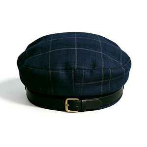 Gorra Newsboy Negra a Cuadros Personalizada, Estilo Boina Vintage con Hebilla de Cuero Ajustable, Gorra Newsboy Personalizada - Product Image 6