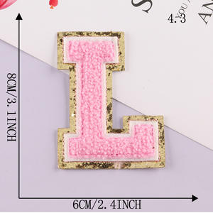 Wholesale Manufacture OEM Iron on Laser Cut <strong>Computer</strong> Embroidery pink Letter <strong>Patch</strong> Chenille - Product Image 5