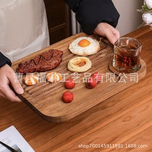 Bandeja de Madera de Acacia con Ranuras, Bandeja de Madera Maciza para Desayuno, Filetes, Pizza, Tabla de Cortar para el Hogar - Product Image 2