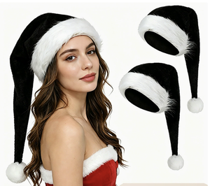 LED Light up Santa Hat, Soft Plush Christmas Hat with Pom Pom, Glowing Xmas Party Costume Hat for Adults & Kids, Multiple Colors - Product Image 6