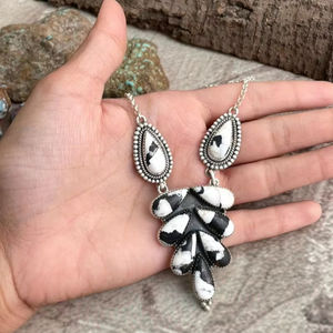 COLLAR DE PLATA DE LÍDER HECHO A MANO CON DIAMANTE DE BÚFALO BLANCO Y DIAMANTES ENBAJADOS EN ORO Y RODIO EN ENGASTE DE BISEL PARA HOMBRES Y MUJERES - Product Image 1