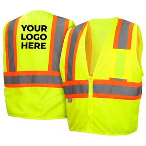 CITICITY Class 2 High Visibility Mesh Contrast Trim Reflective Vest <b>Construction</b> <b>Work</b> <b>Jacket</b> Zipper Front Safety Vest with logo - Product Image 1