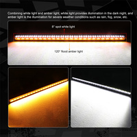 Barre de lumière LED double couleur 12V à montage sur le toit de camionnette droite de 50 pouces avec faisceau de câbles électriques et interrupteur automatiques